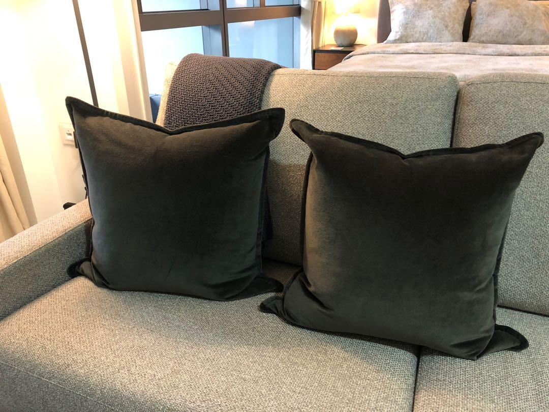 grey plush pillows