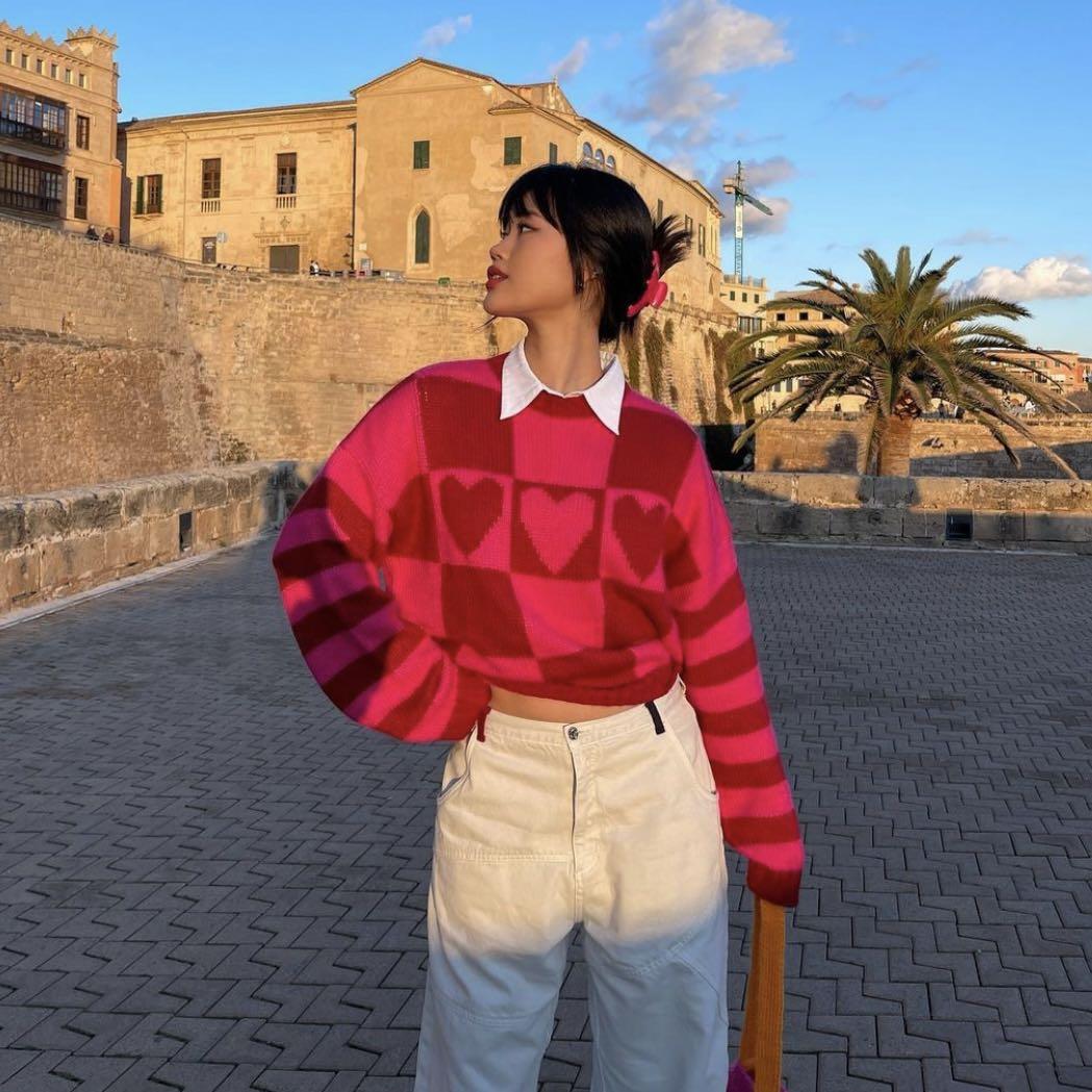 Red sweater with hearts top