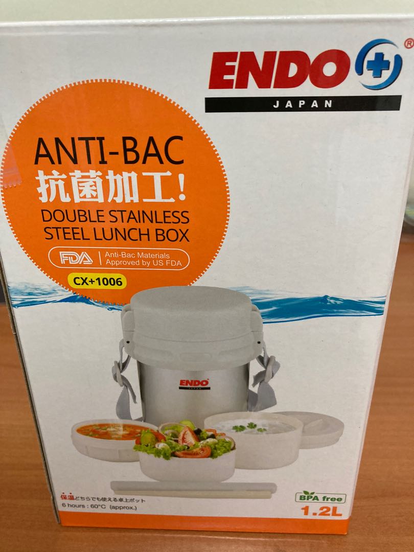 Endo Double stainless steel lunch box, TV & Home Appliances, Kitchen