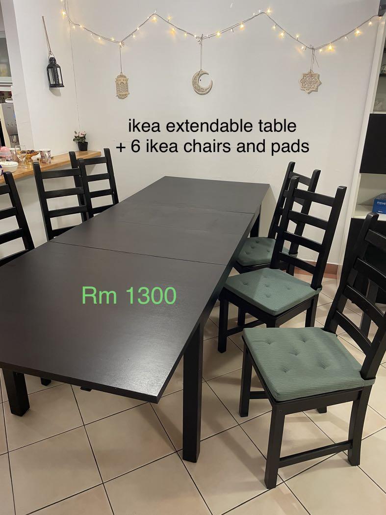 Ikea extending dining table and 6 chairs sales