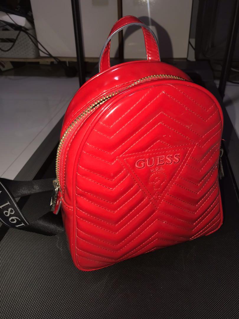 Guess small red backpack, Women's Fashion, Bags & Wallets