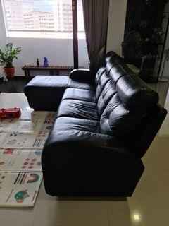 Half cow hide leather - black Right L sofa