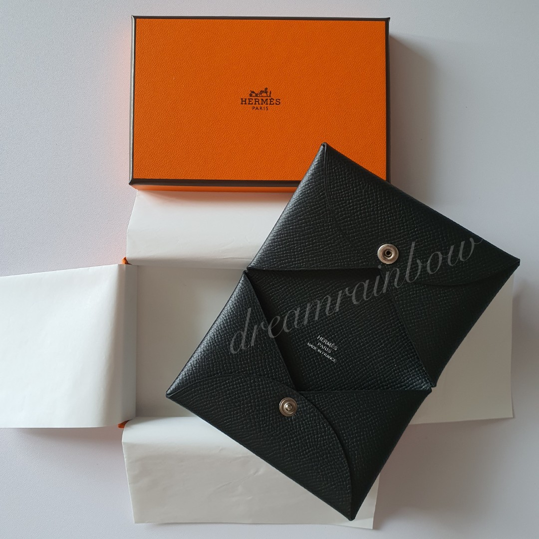 Hermès Orange Epsom Leather Calvi Card Holder