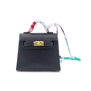 HERMÈS Tadelakt Mini Kelly Twilly Bag Charm Black
