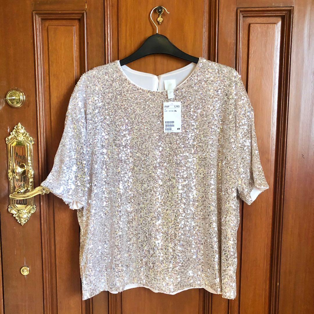 Gold sequin cheap top h&m