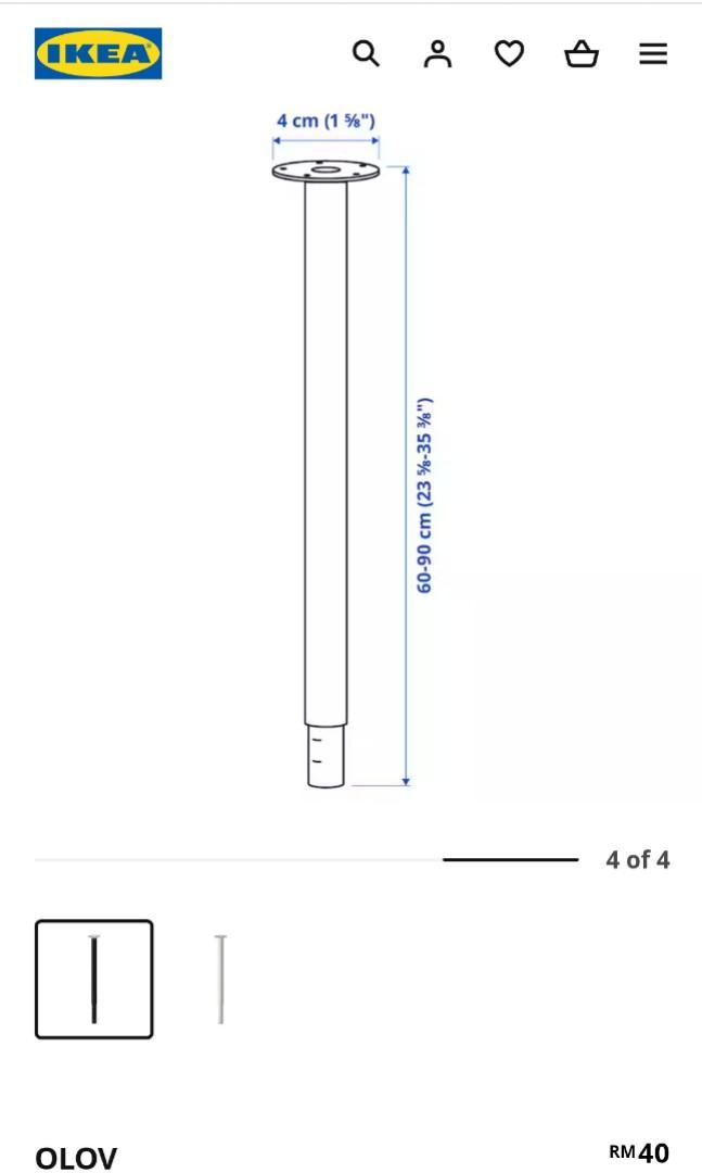 IKEA Adjustable Table legs 60 CM to 90 CM, Furniture & Home Living