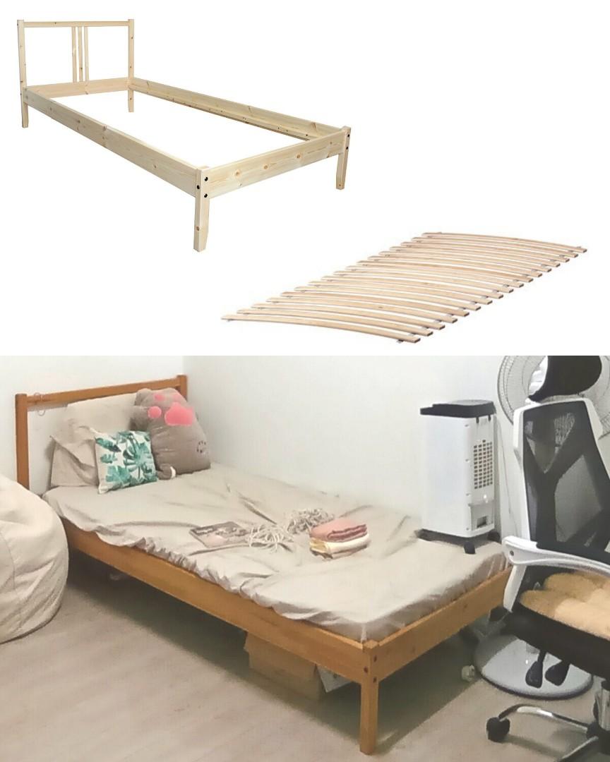 Ikea Fjellse + Luroy Single Bed Frame, Furniture & Home Living