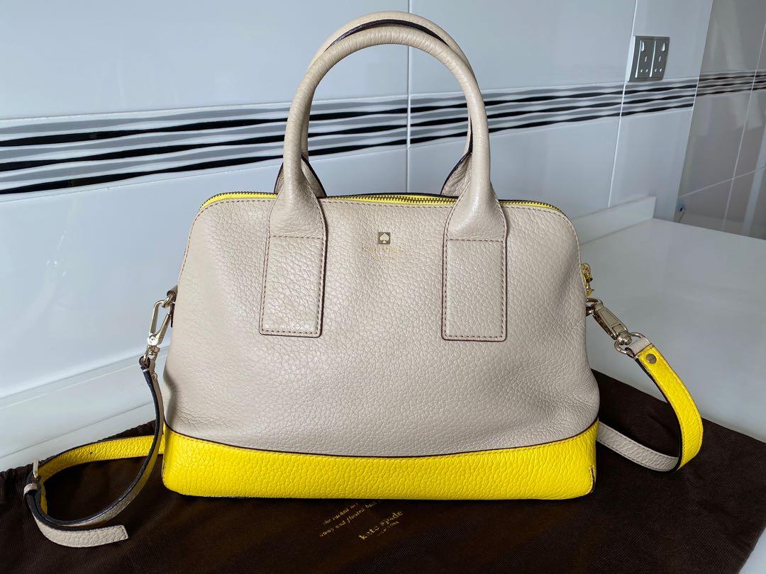 New Kate spade beige/ yellow leather satchel bag, Women's Fashion, Bags &  Wallets, Shoulder Bags on Carousell