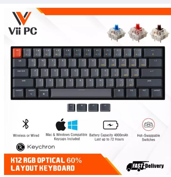 Keychron K12 Wireless Mechanical Keyboard RGB Hot Swap Gateron Optical Wireless  Bluetooth Mechanical Keyboard Aluminium, Computers  Tech, Parts   Accessories, Computer Keyboard on Carousell