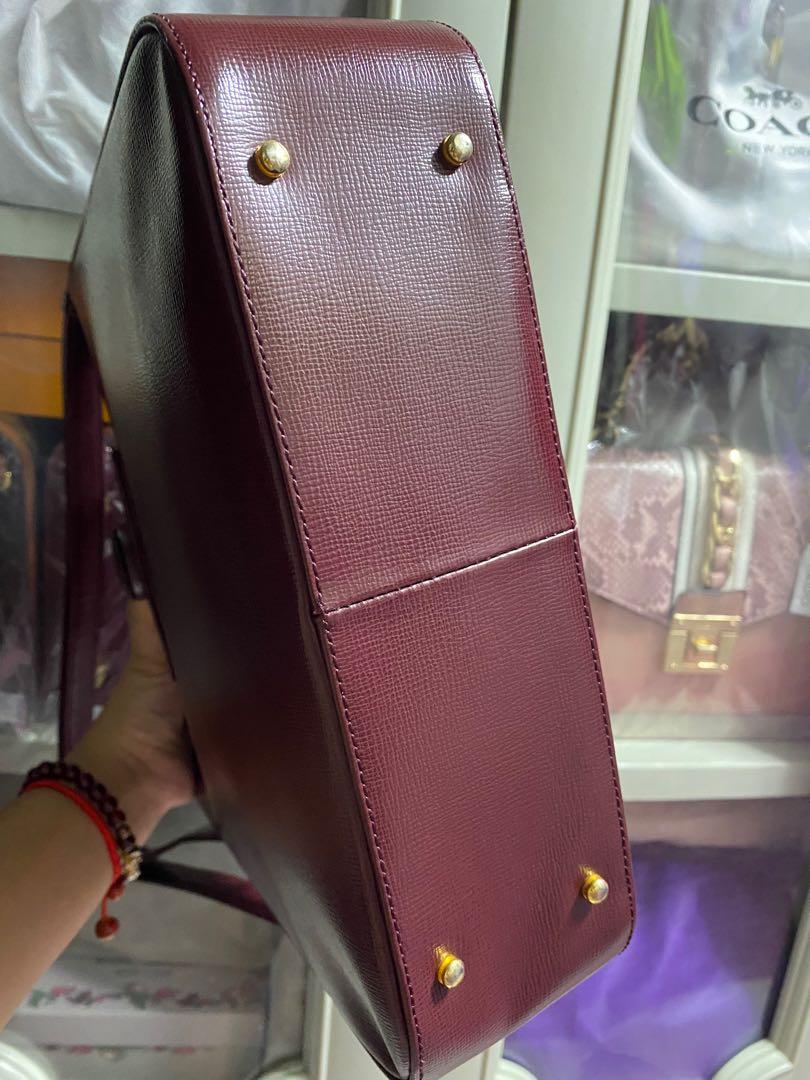 Louis Quatorze Leather Burgundy Clutch Purse Maroquinerie