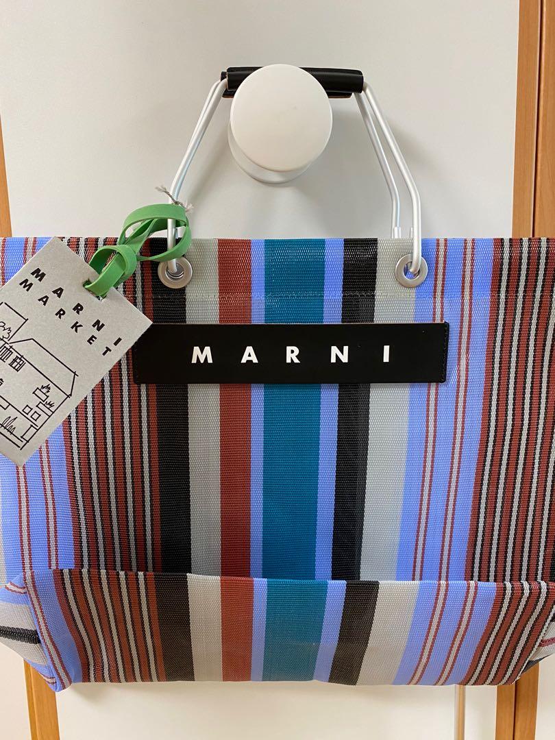MARNI MARKET STRIPE multicolor green bag