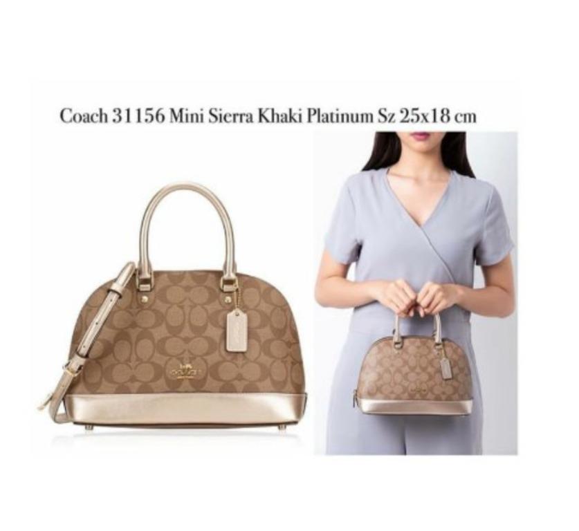 New Coach Original Specials Light Gold Color MINI SIERRA SATCHEL IN SIGNATURE CANVAS Crossbody Shoulder Sling Bag For Women Come With Complete Set Suitable for Gift Luxury Bags Wallets on Carousell