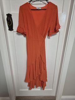 Orange wrap dress