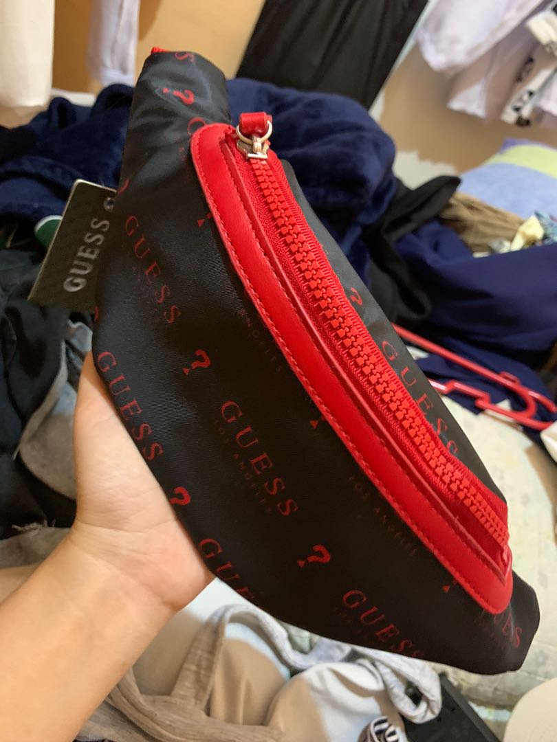 ORIGINAL GUESS BELT BAG REDBLACK COLOR, Women's Fashion, Bags