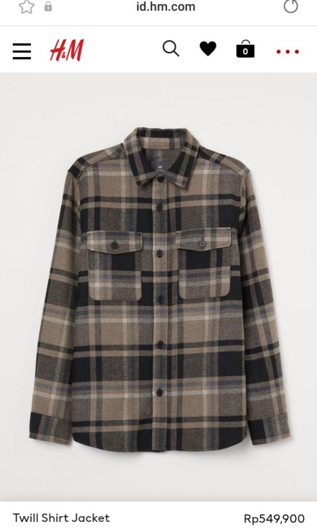 Kemeja overshirt flannel h\u0026m, Fesyen 