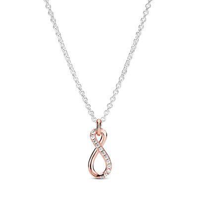 Pandora authentic Infinity Rose and silver Necklace, Women's