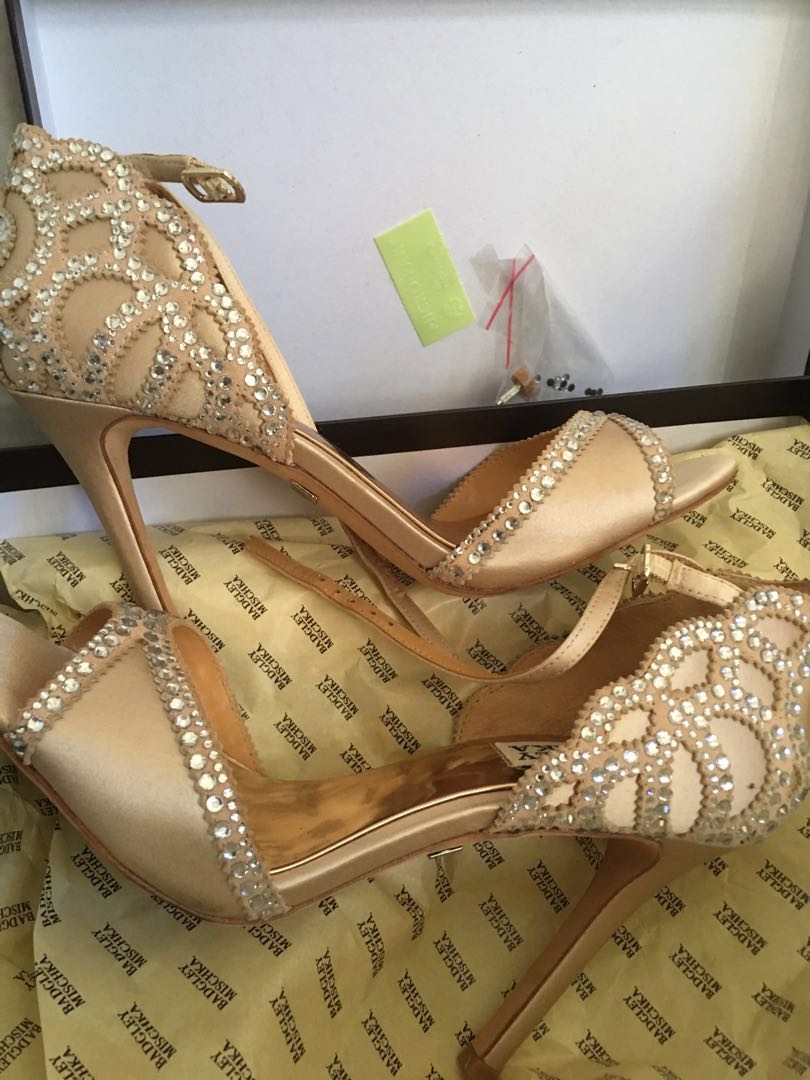 Pre owned like new condition Badgley Mischka Roxy Ankle Strap heels Luxury Sneakers Footwear on Carousell