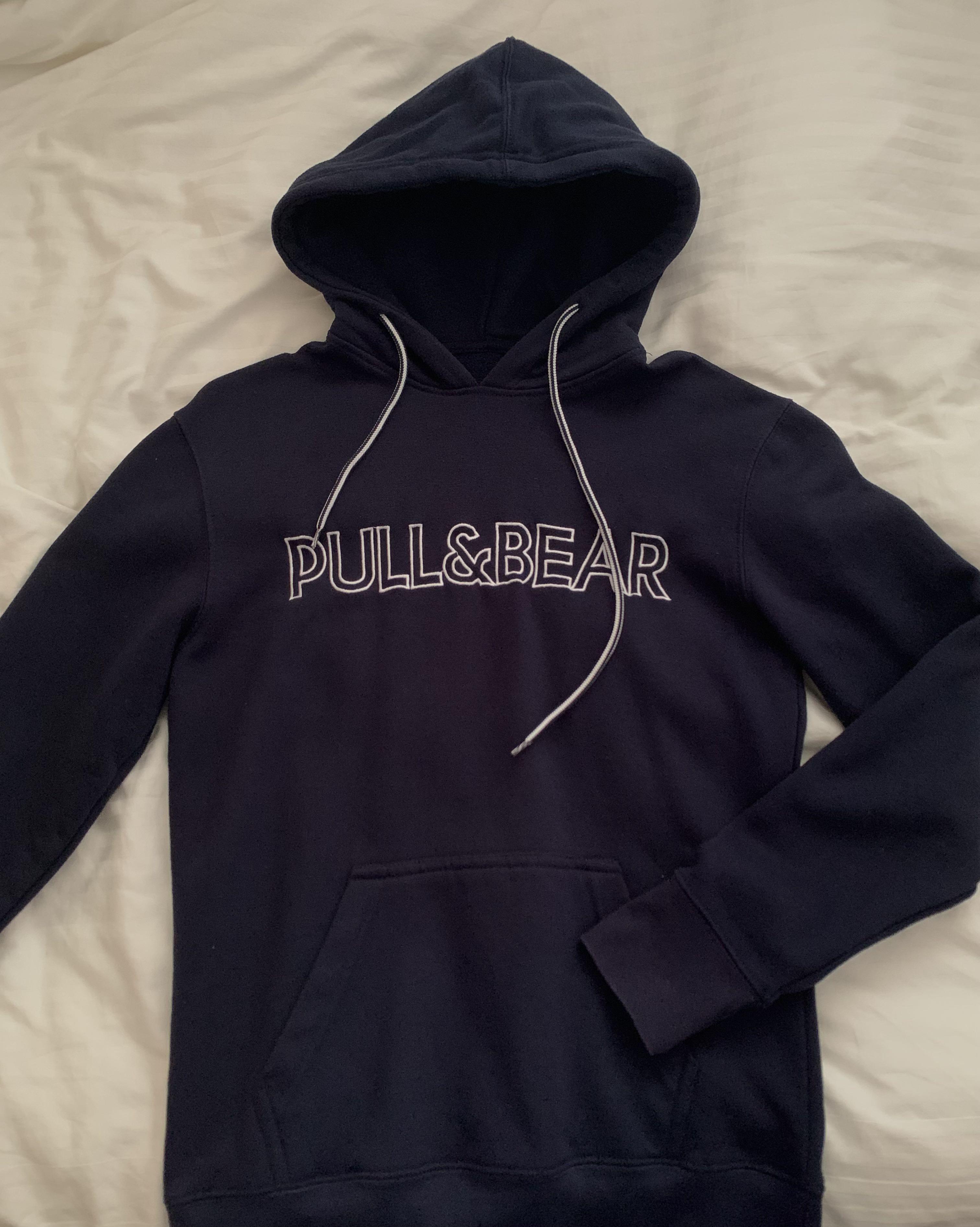 pull bear logo navy hoodie