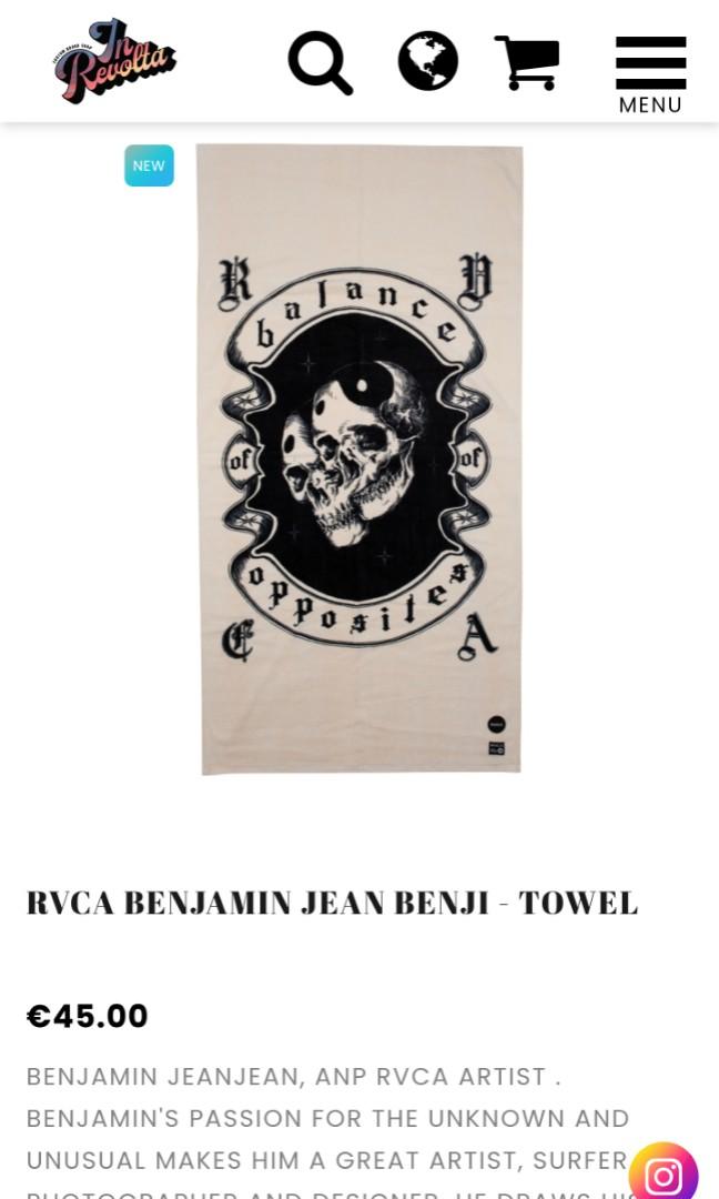 Rvca beach/bath towel (Category: Activewear) located in Puerto Princesa. Submitted by thrinidad (Listing ID 1158310199, Image 3). Description: dimension (laid flat) w32.5" L63" Disclaimer : color may vary due to photographic lighting sources or your monitor settings.