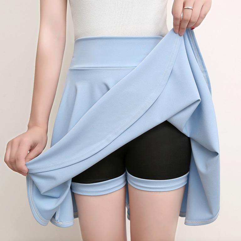 S 4XL l Stretchy A Line Skater Stretch Skirt Flare Skorts Safety
