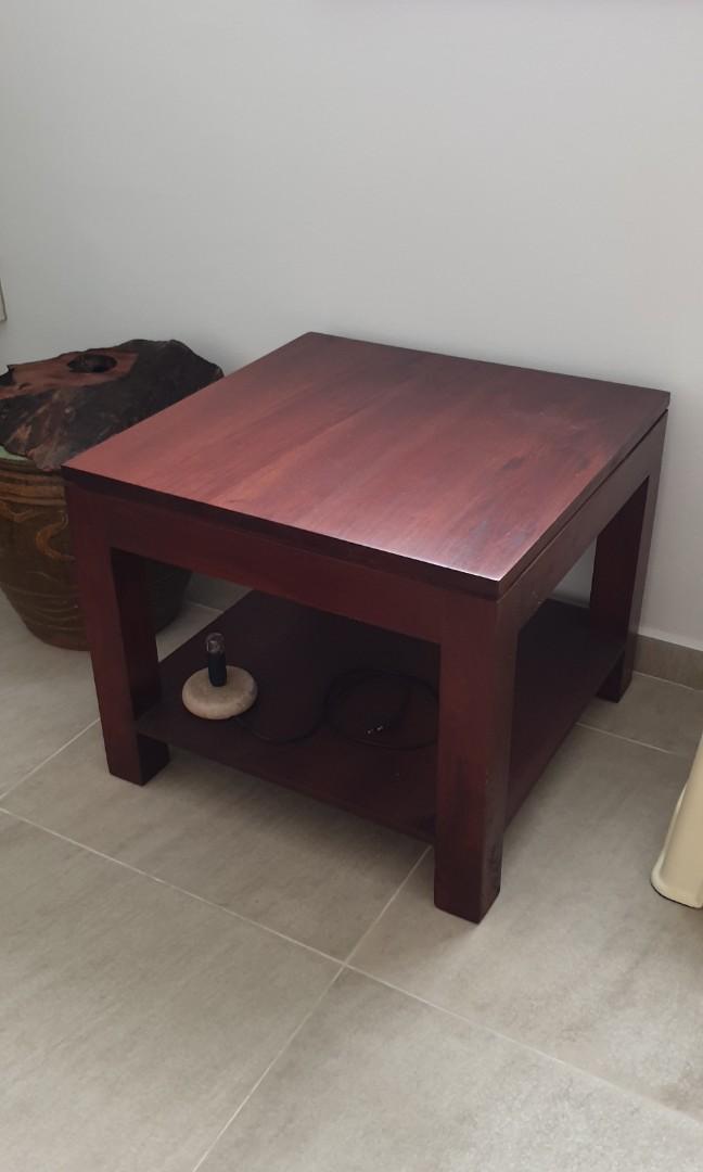 Solid Teak Coffee Table (Category: Tables & Sets) located in Singapore. Submitted by ber79 (Listing ID 1158270262, Image 1). Description: L60cm x W60cm x H50cm Good for small living room. Arrange for own pick up..