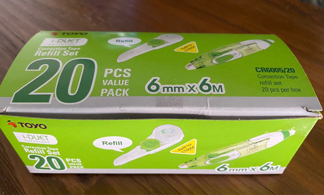 TOYO iDuet Correction Tape Refill 6mm x 6m (18pcs), Hobbies & Toys