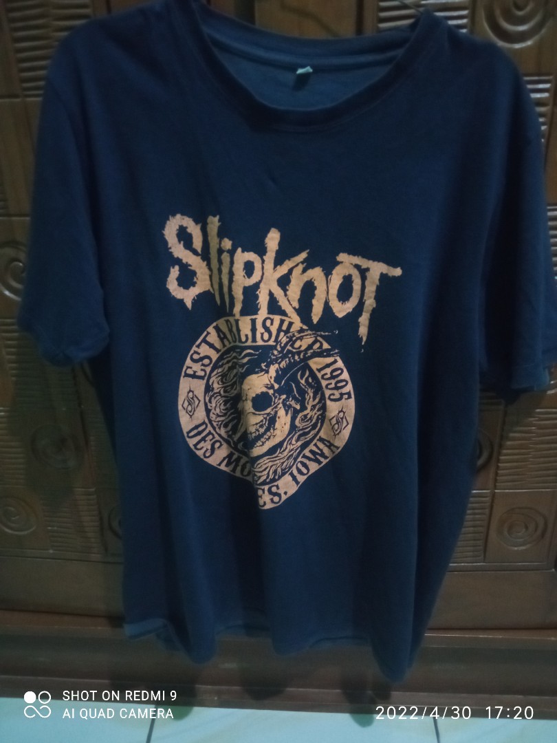 T-shirt band Slipknot biru dongker 