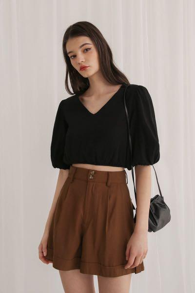 TWL JOIE BALLOON SLEEVE TOP BLACK Women s Fashion Tops Blouses