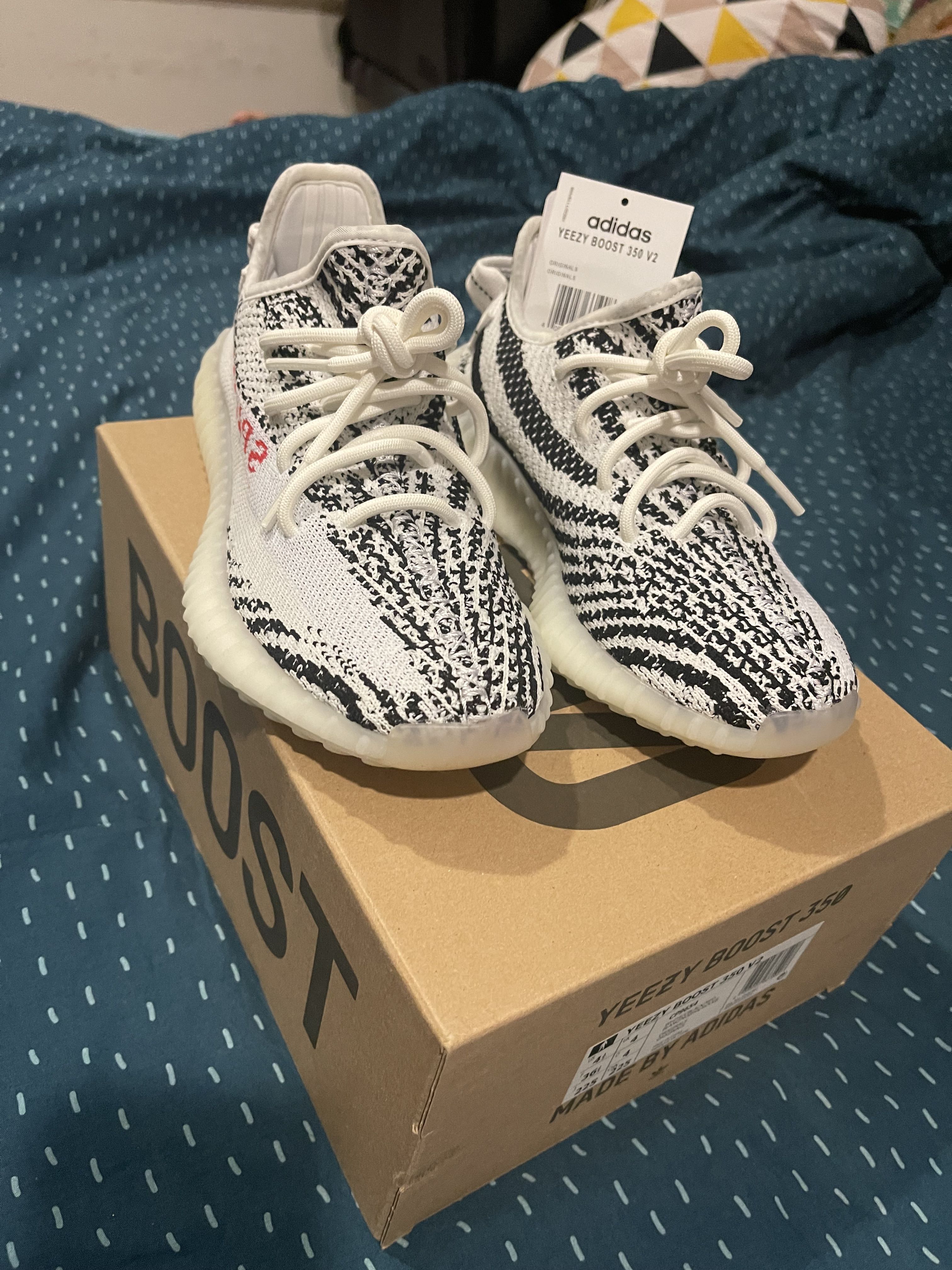 yeezy white zebra