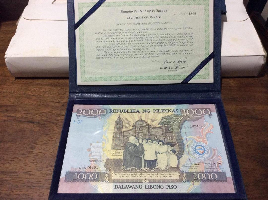 2000 piso centennial commemorative bill kalayaan (Category: Currency) located in Quezon City. Submitted by thetaneleertivan (Listing ID 1159827412, Image 1). Description: .