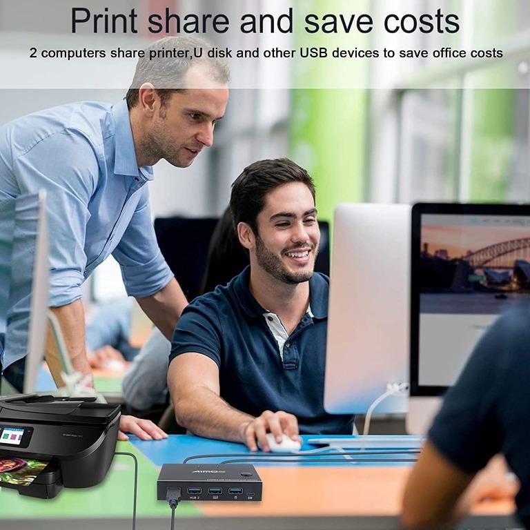 [232] AIMOS HDMI KVM Switch, HUD 4K 2 Port Box, Share 2 Computers with