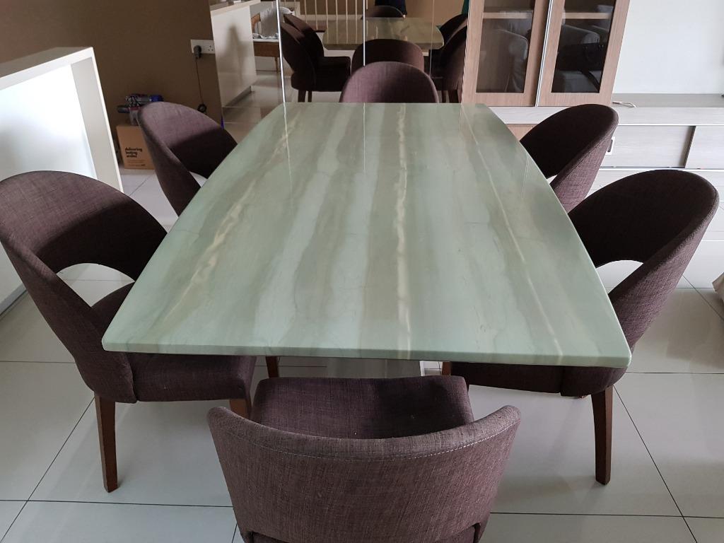6ft Marble Green Quartz Dining Table, Furniture & Home Living
