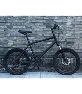 7 Speed 22 Inch Mini Velo Black Front Suspension Lightweight Bicycle 22" Road bike Disc brake Hybrid bike 52T 20”
