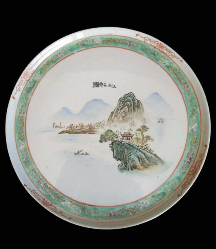 景德鎮美茶具：景德镇陶瓷文革瓷器老廠貨※手繪粉彩山水紋茶壺茶具茶杯