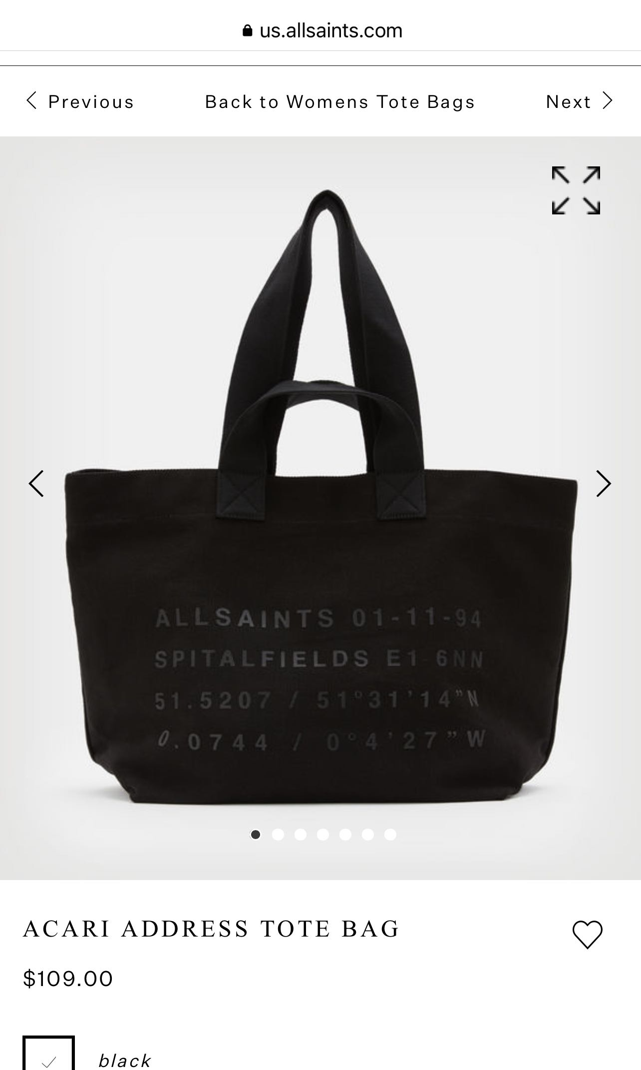 All saints top tote bag
