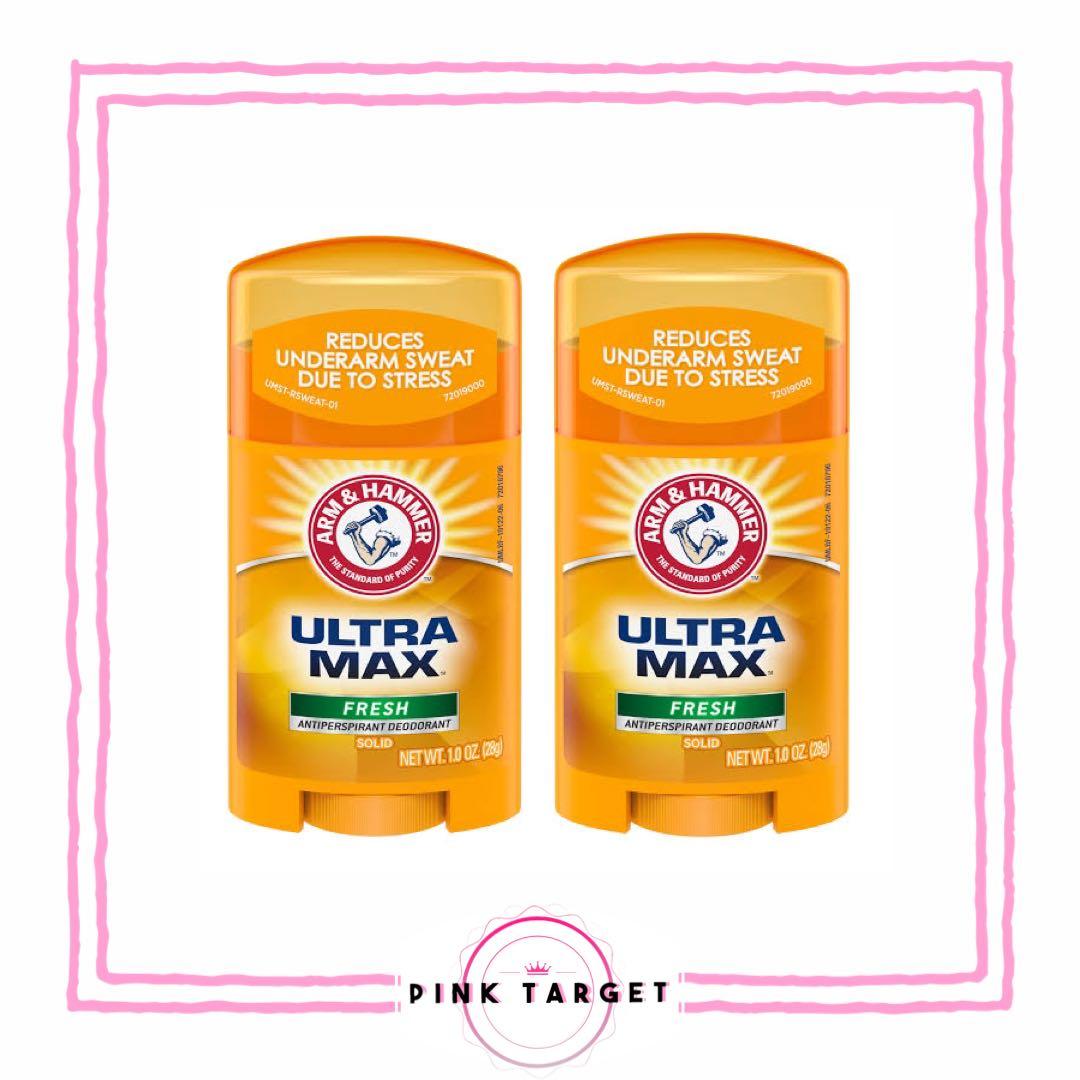 Arm and Hammer Ultra Max Fresh Deodorant (Category: Sanitary Hygiene) located in Quezon City. Submitted by pinktarget (Listing ID 1159861569, Image 1). Description: ARM & HAMMER ULTRA MAX decreases underarm wetness and reduces underarm sweating due to stress. With the natural power of baking soda, we help you feel and smell your best. With ULTRA MAX you can fight odor and confidently go about your day. Sweat and odor can be a problem for men and 