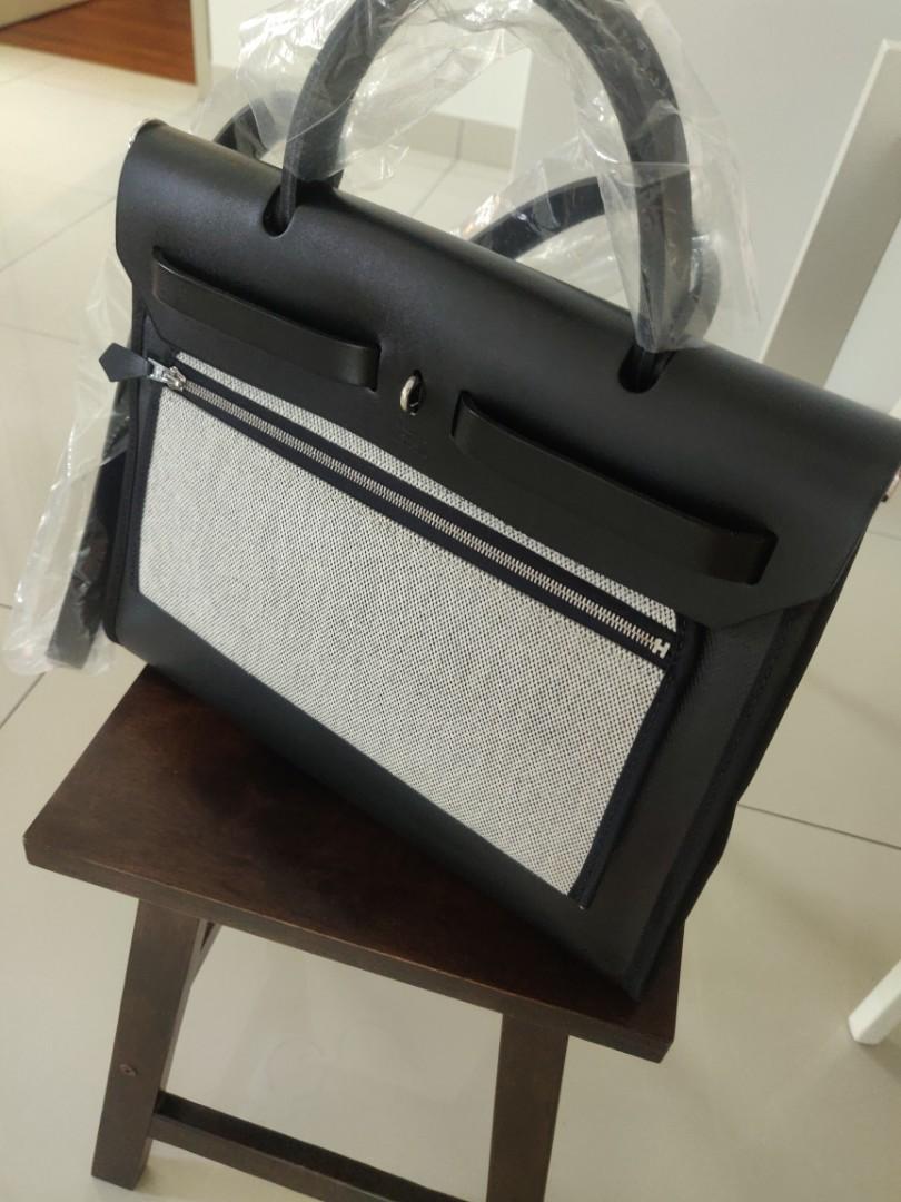 Bag It! - Hermès Black Coated Canvas Herbag 31 PHW.