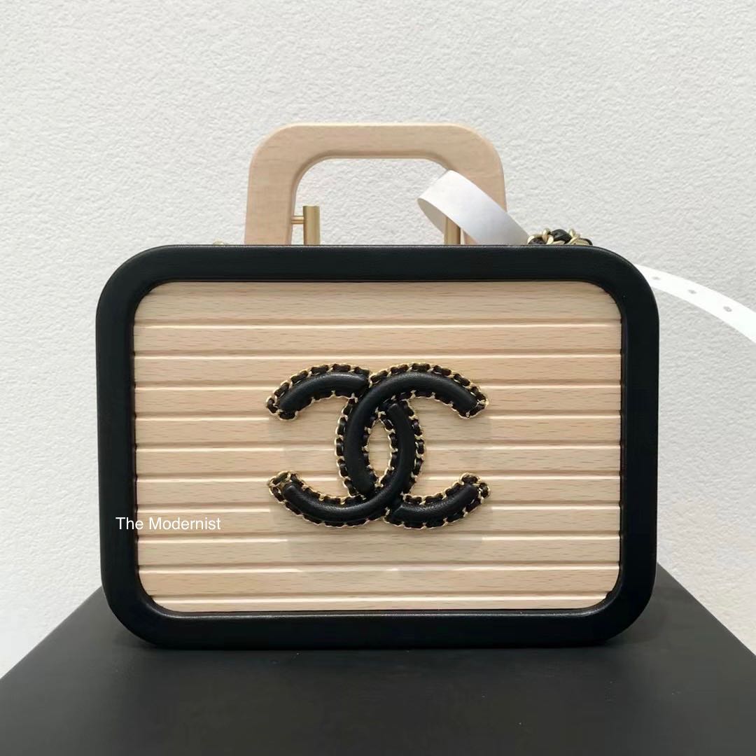 Chanel 2022 Small Vanity Bag Beech Wood & Leather