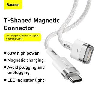 Baseus Magnetic Macbook Cable 60W USB Type C to T/L-Shaped Port Cable for Apple  Power Charging Cable Laptop Accessories