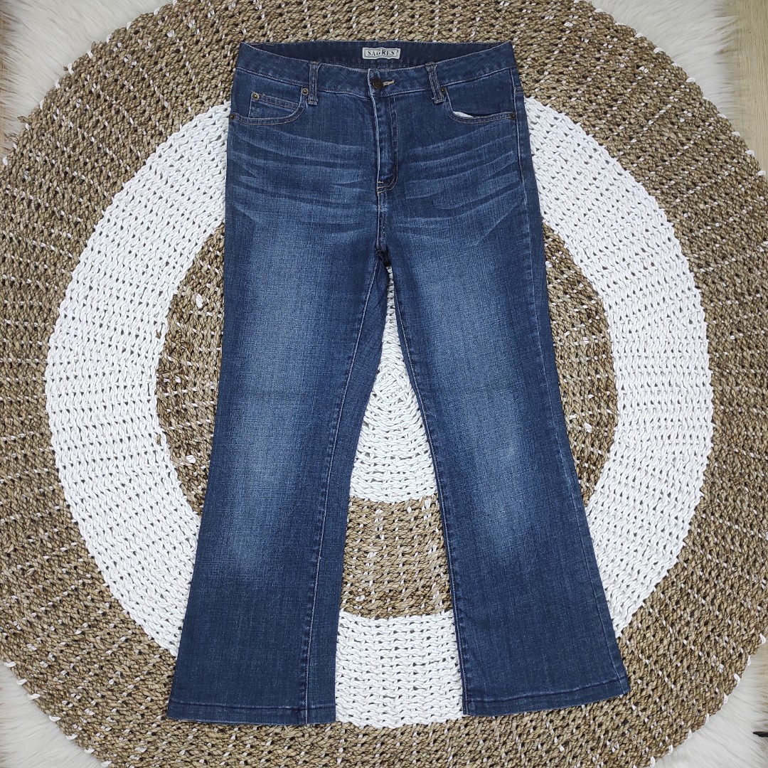 Boot cut jeans stretch wanita, Fesyen 