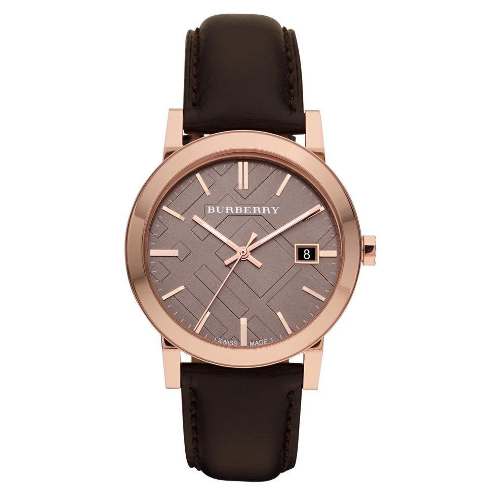Burberry Men s The City Rose Gold tone Brown Leather Watch Men s