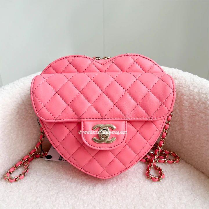 ✖️SOLD✖️ Chanel 22S Large Heart Bag in Pink Lambskin LGHW