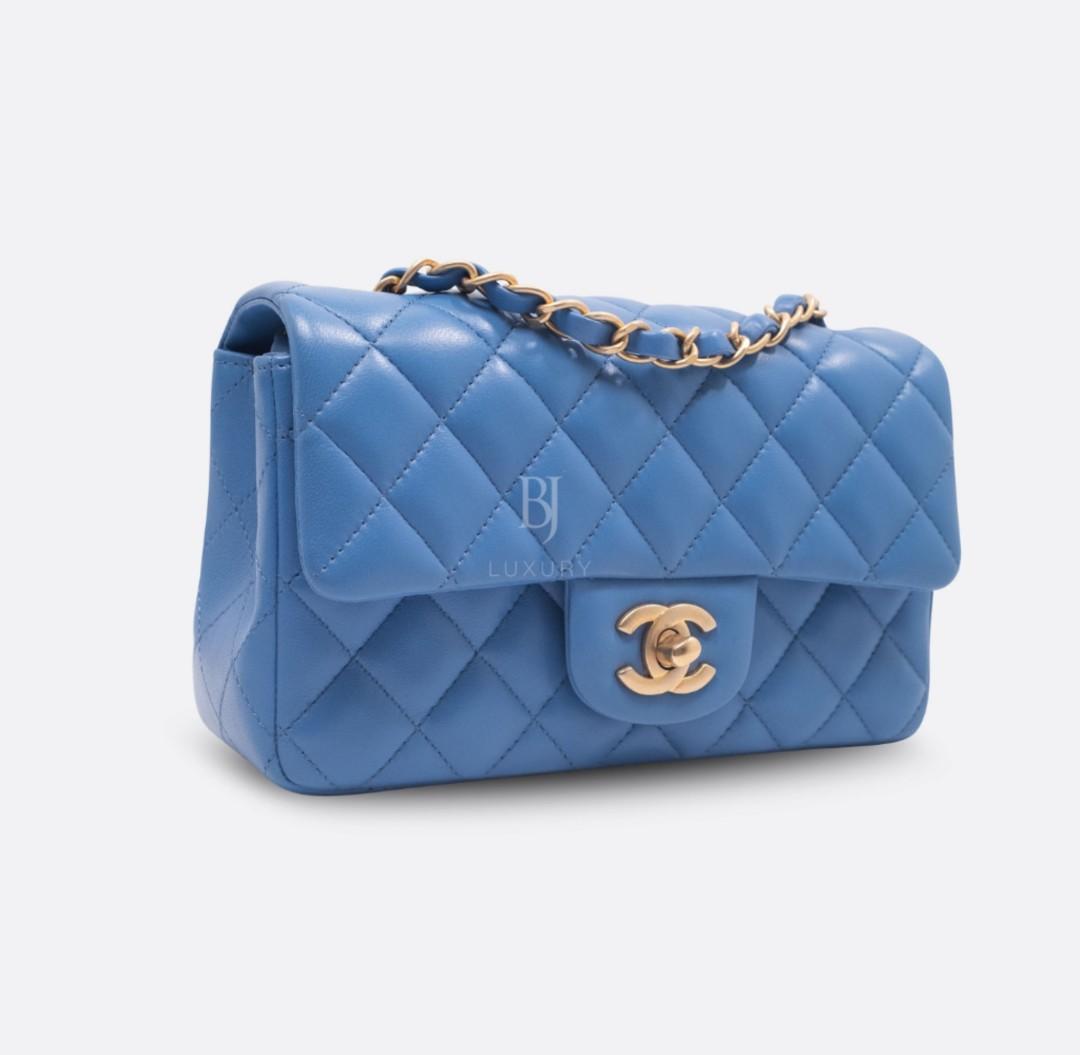 Chanel Flap Bag Mini Blue, Luxury, Bags & Wallets on Carousell
