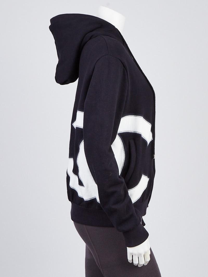 Chanel logo navy zip up hoodie, Fesyen 