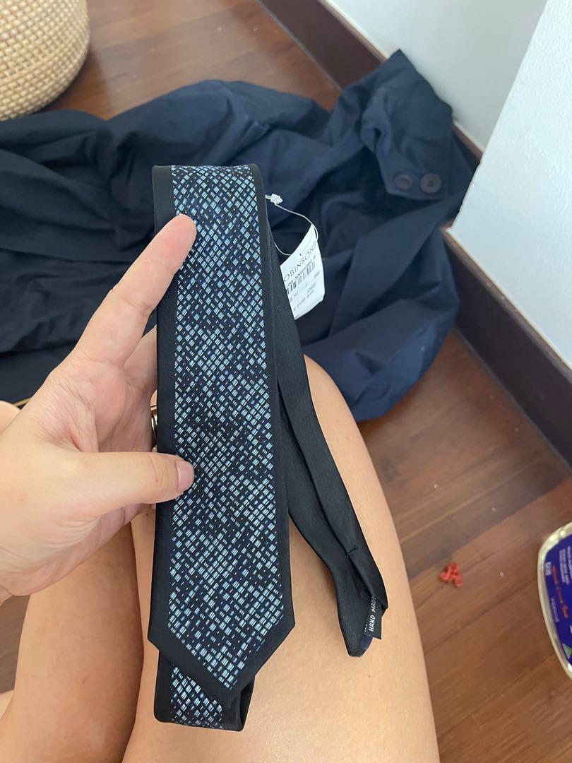 FREE MAILING black and blue textured skinny tie H M zara Men s Fashion Watches Accessories Ties on Carousell