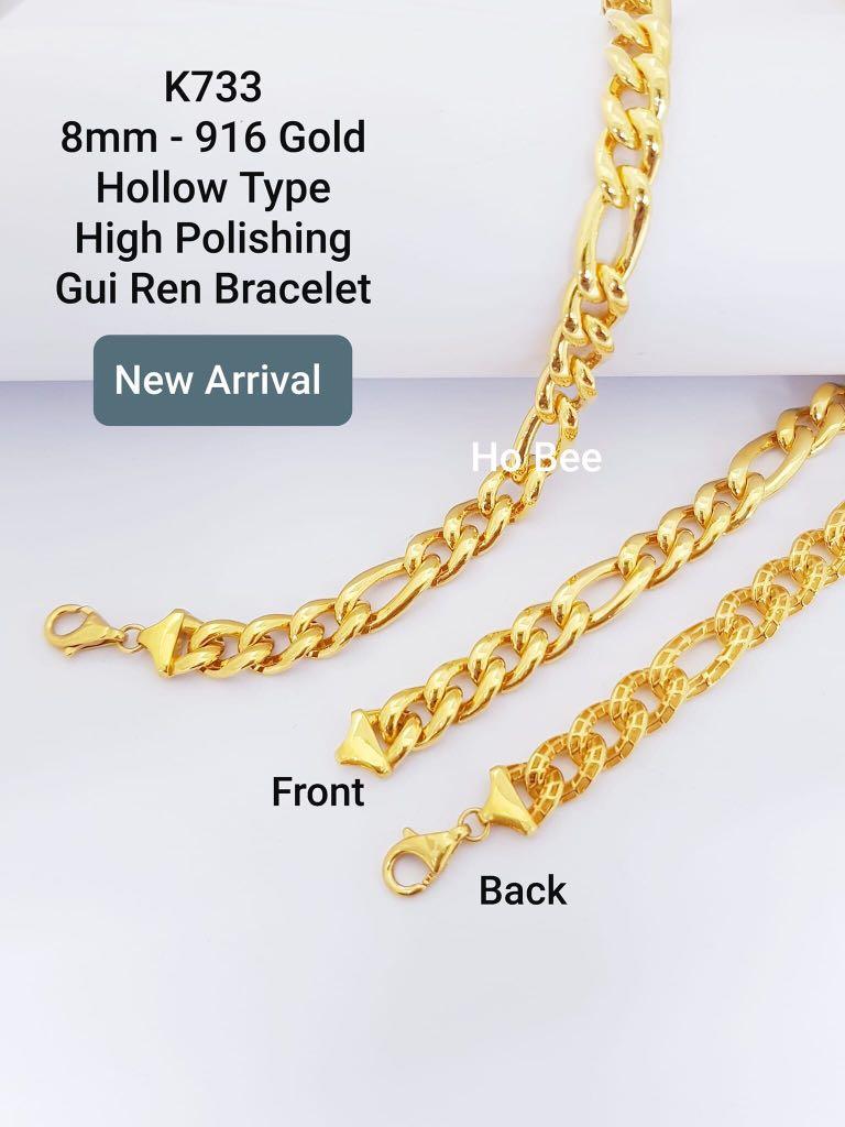 HoBee K733 916 Gold Hollow Type High Polishing Gui Ren Bracelet