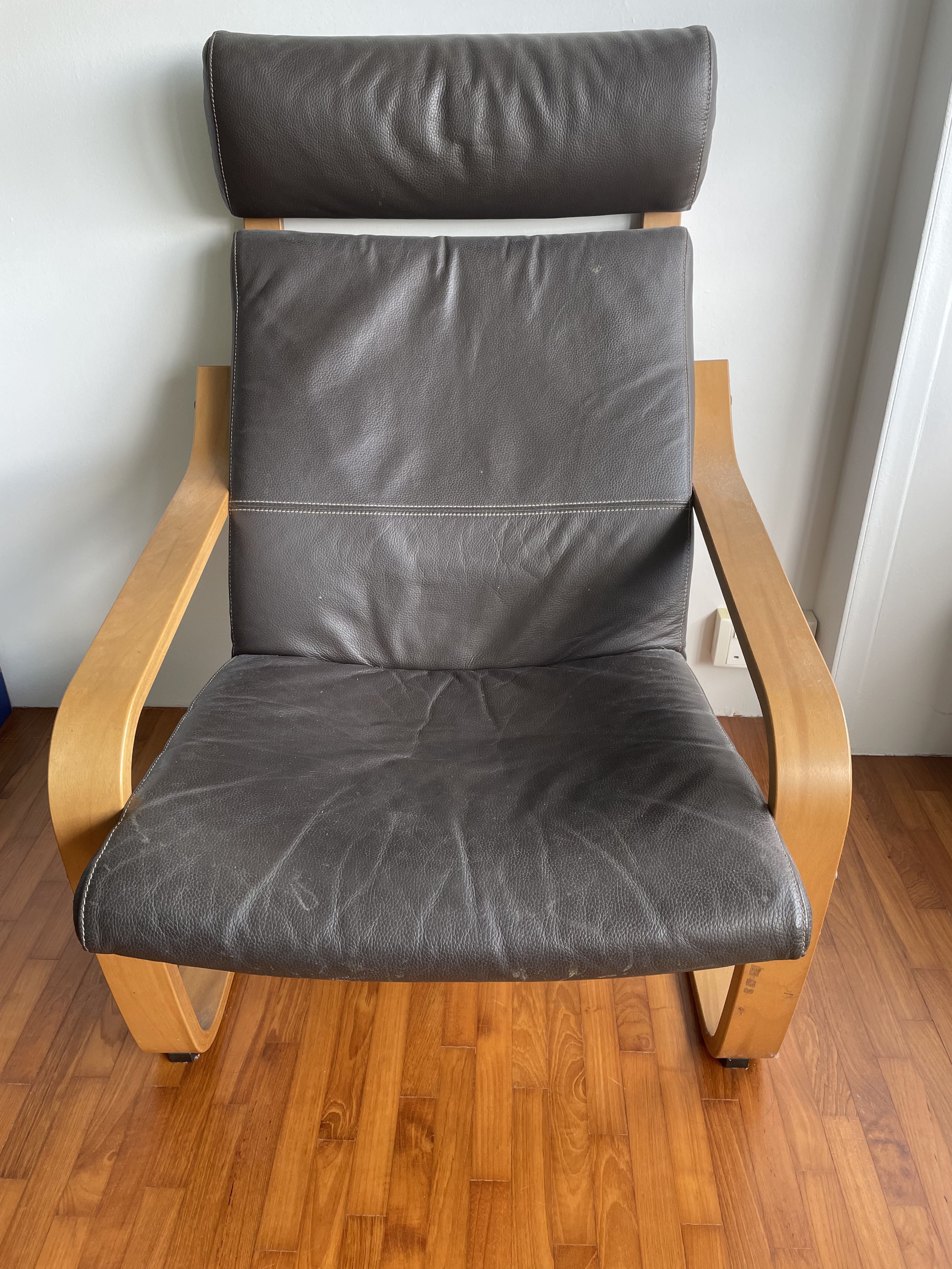 IKEA Poang Leather Armchair, Furniture & Home Living, Furniture, Chairs