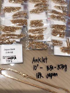 K18 Japan Gold Anklet 10 Cut