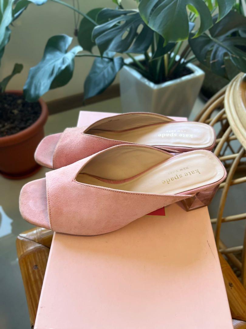 Kate Spade Rococo Pink Suede Caila Mules Slides with original box