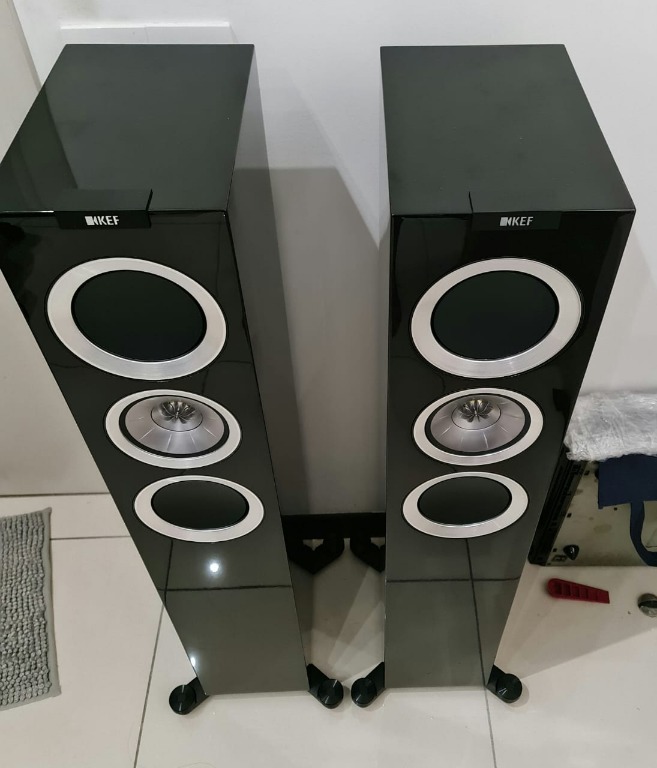 KEF R500 Floorstanding Speaker Piano Black Audio Soundbars